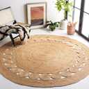 SAFAVIEH Area Rug 4' Round - Natural Fiber Collection - Natural Brown, Handmade Jute, Boho Farmhouse Braided Design (NF364A)