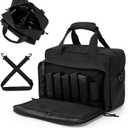 Small Range Bag For 2 Pistols Gun Range Bags For Handguns And Ammo Dual Pistol Handgun Revolver Hunting Bag Gun Carrying Case/Lockable Zippers (Black)