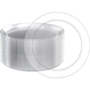 FOCUSLINE 100 Count Clear Plastic Plates 10 Inch, Disposable Dinner Plates Heavy Duty- Premium Clear Hard Plastic for Weddings, Parties and Events
