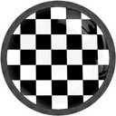 4 Pack Cabinet Knobs Black White Checkered Drawer Pulls Crystal Glass Round Knobs Handles for Dressers Drawer Bathroom Kitchen Cupboards Wardrobes Hardware Furniture Knobs