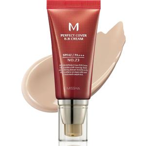 MISSHA M Perfect Cover BB Cream No.23 Natural Beige -Light/Medium with Cool/Neutral Undertone SPF 42 PA +++ 1.69 Fl Oz - Tinted Moisturizer for face with SPF, EXP 2027/10/02 