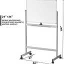 INNOVART Mobile Whiteboard 36" x 24", 360Reversible Double Sided Magnetic Dry Erase Board with Portable Rolling Stand & Lockable Wheels, Silver Aluminum Frame White Board for Classroom, Office, Home