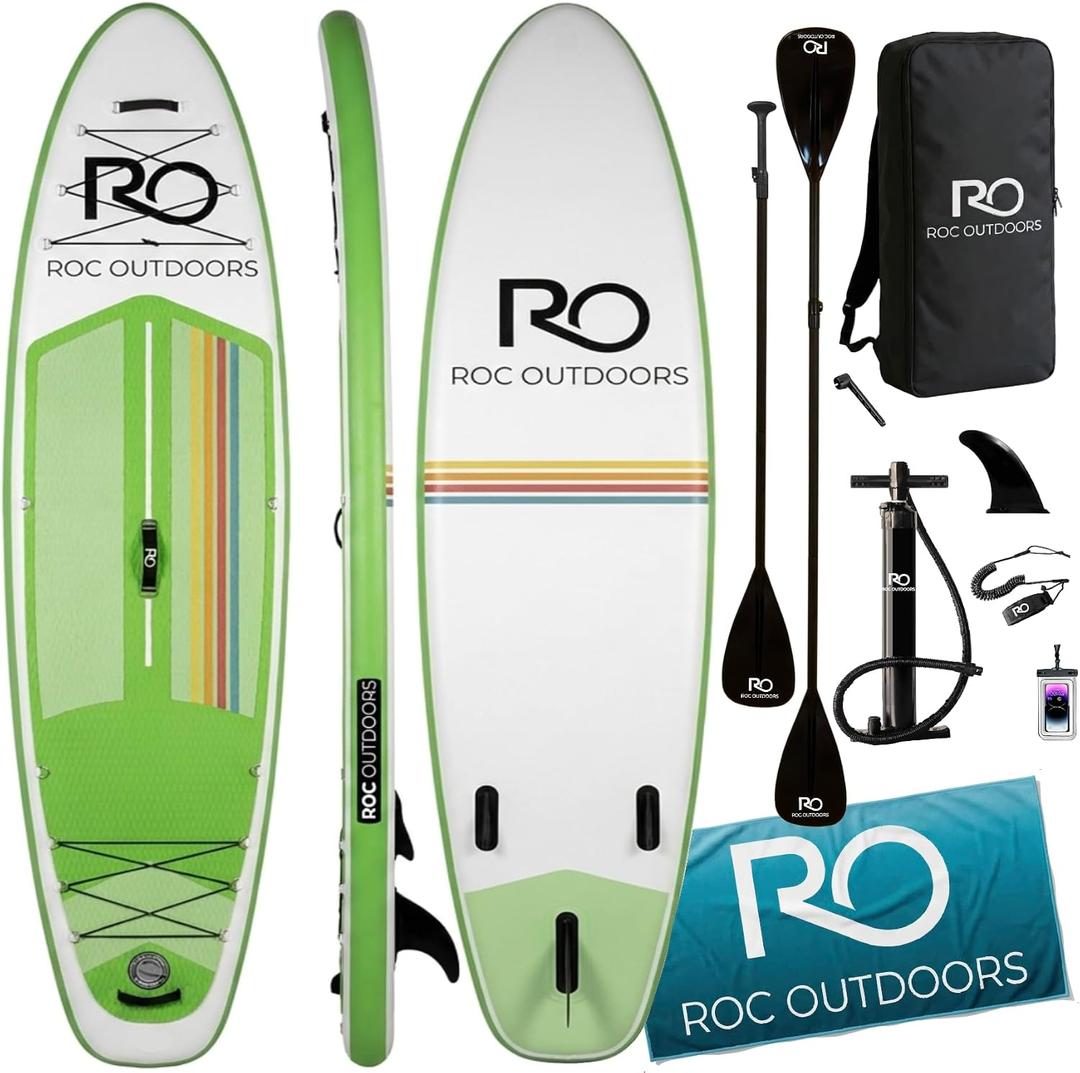 Roc Inflatable Stand Up Paddle Board 10' 6" with Premium SUP Paddle Board Accessories, Wide Stable Design, Non-Slip Comfort Deck for Youth & Adults (Canopy)