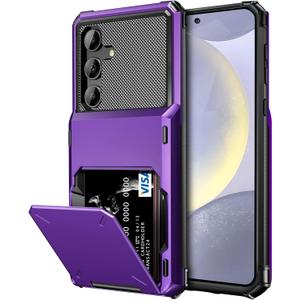 Vofolen for Samsung Galaxy S24 Wallet Case with Card Holder, 4-Card Dual Layer Heavy Duty Shockproof Wallet Case, Hidden Flip Card Slot Large Storage Protective Case for Galaxy S24, 6.2'' Purple