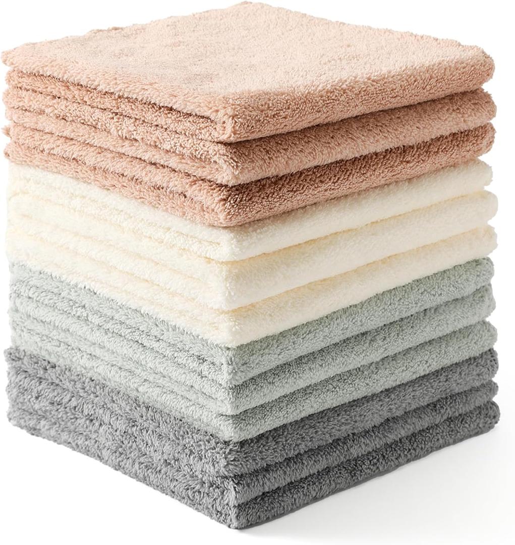 12 Pack Cleaning Cloth,Ultra Soft Absorbent Quick Drying Microfiber Cleaning rags,No scratches,Reusable,Washable,Lint Free Cleaning Towels for Kitchen,Window,Glass,car,11.8"11.8",, Multicolor 