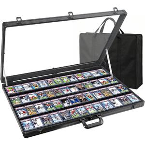 Card Display Case Aluminum Trade Show Display Case Large Portable Trading with Lock for Collectibles, Sports Cards. 34IN x 22IN - Black