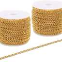 SWTOOL 60 Feets /20 Yards Metal Gold Link Chains, Iron Bulk Curb Chain for DIY Craft Jewelry Chain Making, 2 Rolls x 10 Yards (Gold)