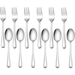 LIANYU 16-Piece Kids Children's Silverware Set, Include 8 Kids Spoons and 8 Kids Forks, Stainless Steel Toddler Utensils Flatware Set, Child Cutlery for Home Preschools, Dishwasher Safe
