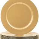 MAONAME Gold Charger Plates Set of 12, 13-Inch Round Plate Chargers for Dinner Plate, Plastic Table Chargers for Wedding Decor, Party