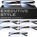 Gaoye 6 pack 1.75 Executive Style Reading Glasses Men  Durable Readers with Blue Light Filtering Comfortable Fit with TR90 Frames