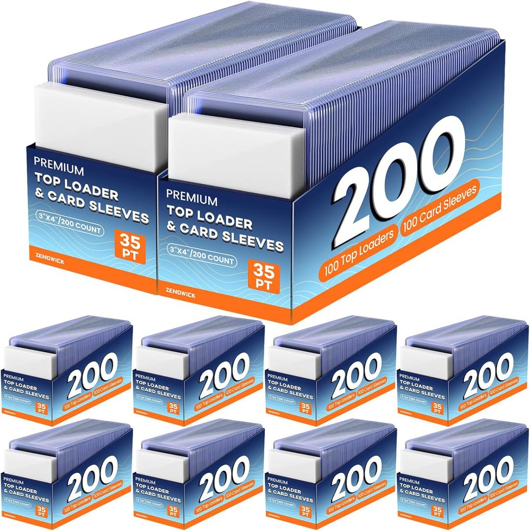 2000 Card Sleeves Top Loaders for Cards, 3" x 4" Hard Plastic Toploaders, Baseball Card Protectors, Trading Card Holder for Football Sports Cards (1000 Toploaders + 1000 Penny Sleeves)