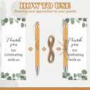 Yeaqee 104 Pcs Wedding Thank You Gifts Include 50 Wedding Bamboo Retractable Ballpoint Pens Wooden Black Ink Bridal Shower Pens 50 Greenery Bookmark Cards and 4 Twines for Party Favor Supplies