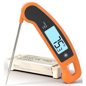 Lavatools Javelin PRO Duo Ultra-Fast 2-Second Professional Digital Instant Read Meat Thermometer for Grill and Cooking, Auto-Rotating Backlit Display, IP65 Water Resistant, NSF Certified  Tangerine