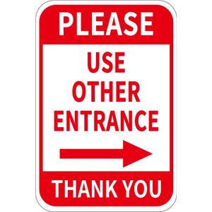 Please Use Other Entrance Sign Aluminum 12x8 Inch Right Arrow Metal Waterproof for Enter Outdoor Business Office 2 Pack