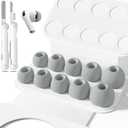 Inesore 5 Pairs Replacement Ear Tips for AirPods Pro 3 (2025) with Portable Storage Box & Cleaner Pen,Built-in dust Guard Screen Silicone Ear Tips 5 Sizes (XXS/XS/S/M/L)-Grey