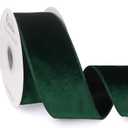 Ribbli Forest Green Velvet Wired Ribbon 2.5 Inch Velvet with Satin Christmas Ribbon for Gift Wrapping Christmas Tree Decoration Crafts Wreaths Supplies-Continuous 10 Yards