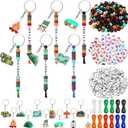Landical 564 Pcs Camper Keychain Making Kit DIY Name Bead Key Chain Craft Camping Party Favors Adjustable Letter String Men Women Travel Trailer Gift Alphabet Jewelry Camping Accessories (Earth Color)