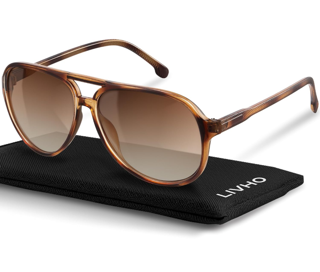 livho Trendy Polarized Aviator Sunglasses Women Men, Retro Sun Glasses for Women Men 2025, Oversized UV Protection Shades