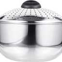 DOITOOL Stovetop Stainless Steel Pasta Pot with Strainer Lid, Nonstick Spaghetti Pot Noodles Cooking Pot for Cooking Pasta Noodle Veggie or Sauce, Sliver, 9.2x9.2x6.2inch