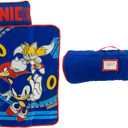Sonic The Hedgehog 21"(W) X 45"(L) Soft Toddler Nap Mat with Pillow and Blanket Perfect for Preschool, Daycare, and Travel (100% Official Licensed Product)