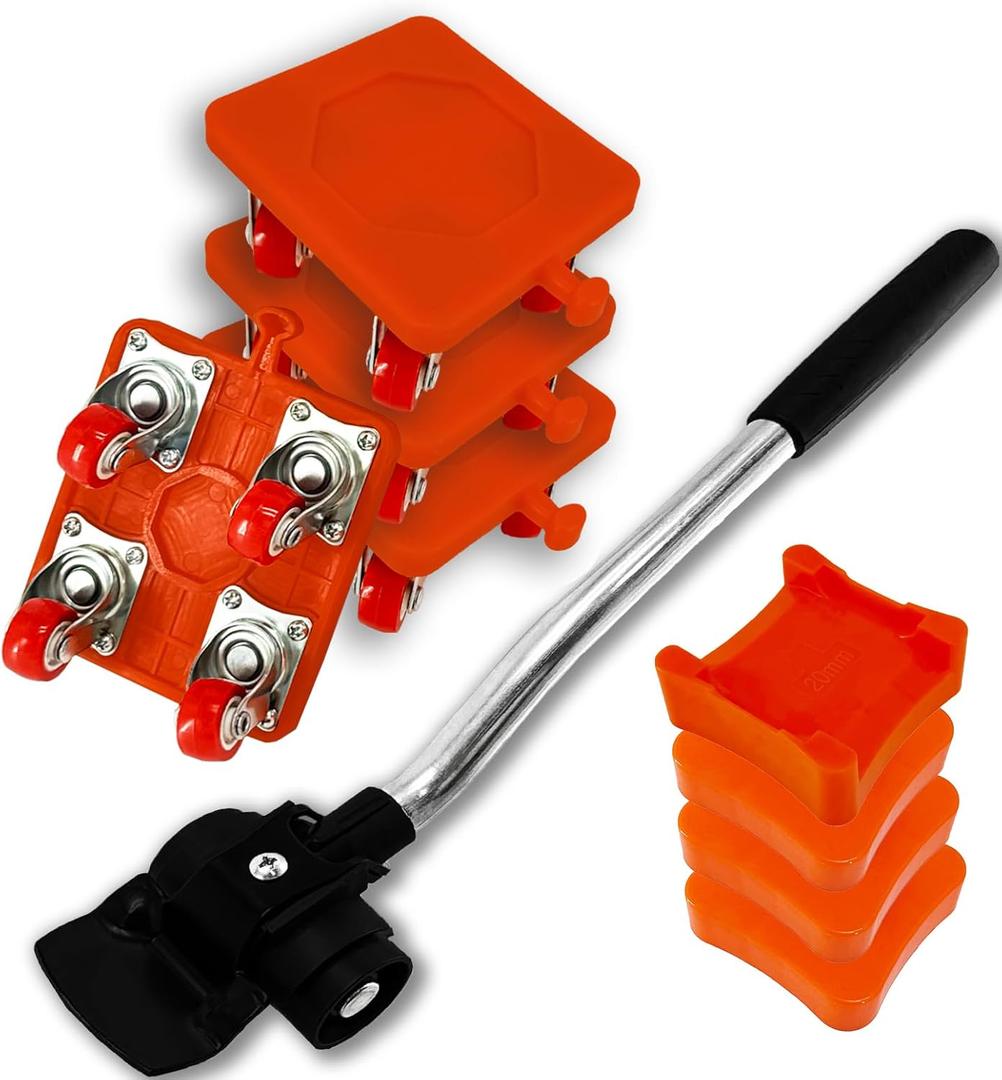 Furniture Mover Set, 9 Pack Orange, 680 Lbs Capacity, 360 Rotation Wheels, Heavy Duty Furniture Dolly, Refrigerator, Sofa, Cabinet Mover