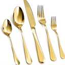20 Piece Gold Silverware Set,for Home,Kitchen,Restaurant.Gold Flatware Set,Stainless Steel Cutlery Utensil Set include Forks,Knives,Spoons