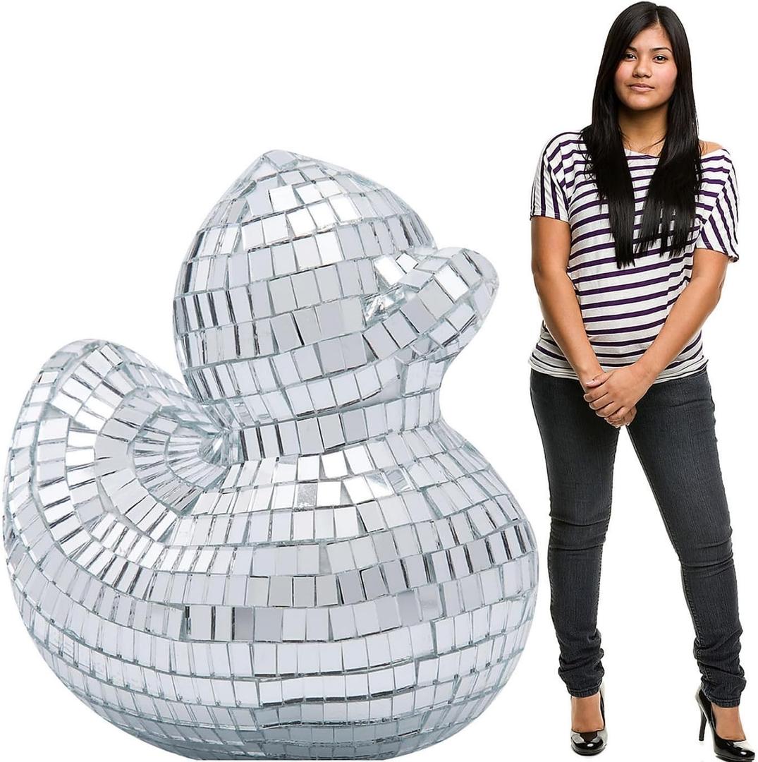 Disco Ball Style Duck Cardboard Cutout Stand-Up – 44" x 50" (1 Pc) - Ideal for Parties, Events & Retro Themed Decor