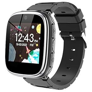 Kids Smart Watch Girls Boys - Smart Watch for Kids Game Smart Watch Gifts for 4-12 Years Old with 15 Games Camera Alarm Video Music Player Pedometer Flashlight Birthday Gift for Boys Girls (Black)