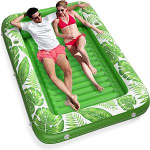 Inflatable Tanning Pool Lounger Float - Jasonwell 4 in 1 Sun Tan Tub Sunbathing Pool Lounge Raft Floatie Toys Water Filled Tanning Bed Mat Pad for Adult Blow Up Kiddie Pool Kids Ball Pit Pool (XX-Large, Green)