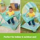 Bright Starts Pop 'N Jump Portable Baby Activity Center, Indoor Outdoor Use, Lightweight, Carrying Bag, Canopy, 6-12 Months - Sky Stripes Blue