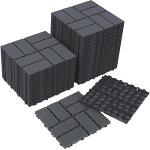 Neoaider Decking Tiles 60Pcs, 12" x 12" Waterproof Outdoor Patio Flooring All-Weather, 60 sq. ft Plastic Interlocking Floor Decking Tile for Garden Porch Poolside Balcony Backyard, Dark Grey