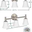 Bathroom Vanity Light Fixtures, Traditional Brushed Nickel 3 Lights Wall Sconce Lighting with Opal Glass Shade, Porch Wall Mount Light Fixture for Bathroom, Mirror Cabinets Hallway Stairs