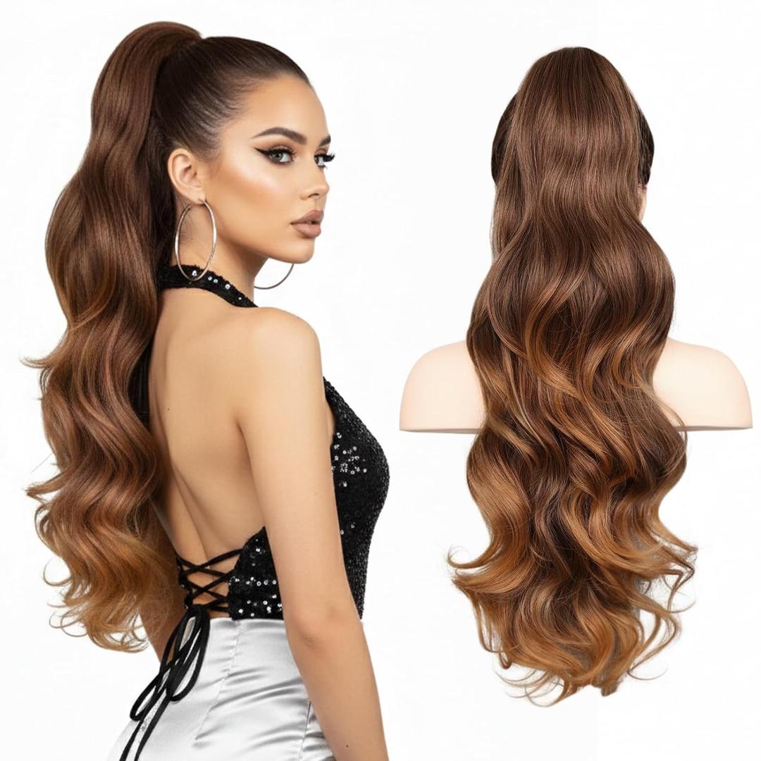 Claw Clip Ponytail Extension 26 Inch Wavy, Long Ponytail Extension Clip in Style, Voluminous Hair Extensions Ponytail for Dating, Festival, Casual Outfit & Work Trip
