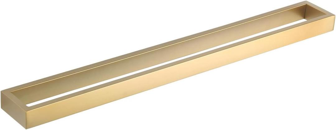 GERZWY 24-Inch Bathroom Towel Bar Stainless Steel Modern Square Style Bath Towel Bar Wall Mount Gold Finished HG1701(60)-BE