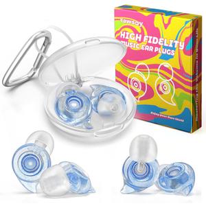 Ear Plugs for Concerts, 2 Pairs High Fidelity Ear Plugs Noise Reduction with Acoustic Filter  NRR of 22 and 24dB Silicone Ear Plugs for Festival, Nightclub, DJs, Musicians, Noisy Workplace(Blue)