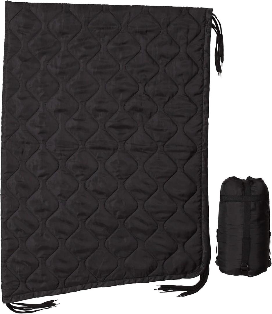USGI Industries Military Woobie Blanket | Thermal Insulated Camping Blanket, Poncho Liner | Large, Portable, Insulation, Water-Resistant, for Hiking, Survival | Compression Carry Bag (Tactical Black)
