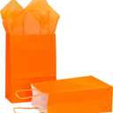 AZOWA Orange Gift Bags with Tissue Paper Small Orange Kraft Paper Bags with Handles (8.3 x 5.1 x 3.1 in, 20 Pcs)
