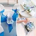 LACGO 48 PCS Fake Flowers Heads - Artificial Flower Heads Bulk Silk Faux Flower for Crafts Cake Blossom Wreath Garland Bouquets for Crafts Wedding Bridal Party Baby Shower Home Decoration(Blue)