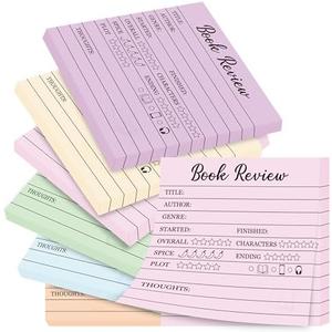 Pack of 2 TICIAGA Book Review Journal Notepads - 6Pcs Mini Reading Journal Tracking Sticky Notes for Book Lovers, 300 Sheets Colorful Review Tracker Log for Back to School, Reading List Bookish Bookworm Gift