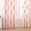 Blush Ruffle Diamond Fabric Curtain for Windows with Rod Pocket, 51 x 84 Inch, 2 Panels