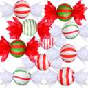 Riakrum 12 Pcs Christmas Candy Paper Lanterns 10 Inch Red Green White Christmas Hanging Paper Lantern Decorations Craft Sets for Xmas Party Supplies Indoor Outdoor Decor