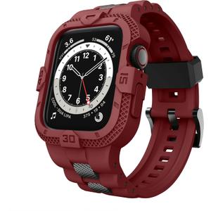 GELISHI Bands Compatible for Apple Watch Band 46mm 45mm 44mm 42mm, Men Sport Rugged Band with Protective Case for Watch Series 10 9 8 7/Series 6 SE 5 4 3 (Dark Red), Size: 45mm/44mm/42mm
