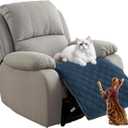 Genina Waterproof Recliner Chair Covers, Recliner Cover for Dog Pets Friendly, Washable Antislip Reclining Chair Cover Furniture Protector, Sofa Slipcover for Living Room(23.6inch/Peacock Blue)