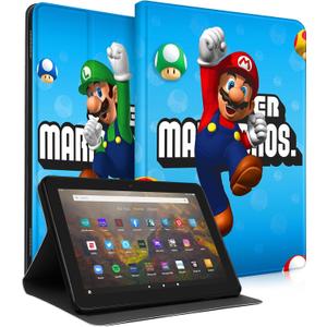 Trendy Fun Case for Amazon Fire HD 10 (11th 2021,13th 2023)/ HD 10 Plus 2021 10.1" Cute Cartoon Kawaii Smart Covers for Boys Girls Kids Teens Cool Design Stand Folio for Fire 10.1 inch,Blue Maro