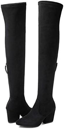 N.N.G Women Over the Knee Boots Thigh High Suede Block Winter Low Above Flat Long OTK Comfort Pointed toe Size 9, Black