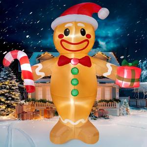 Joiedomi Giant Christmas Inflatable Gingerbread Man, Gingerbread Blow Up Huge Christmas Decor Outdoor Hold Candy Cane&Gift, Large Blow Up Yard Decorations with LEDs for Xmas Lawn Garden Dcor