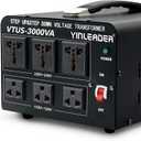 Yinleader Voltage Converter Transformer(110V to 220V, 220V to 110V) Step Up/Down Transformer Converter 110/120 Volt - 220/240 Volt w/US Power Cord,Circuit Breaker Protection (VTUS-3000-6S)