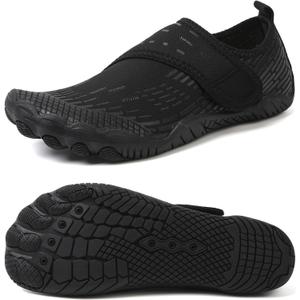 Water Shoes Mens Womens Quick-Dry Barefoot Swim Beach Pool Shoes Aqua Yoga Socks for Hiking Walking Diving Surf Outdoor Water Sports (Black) 9.5 Inch Length