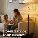 Gold Floor Lamp with Pleated Linen Lampshade, Modern Flower Floor Lamp for Living Room Arc Standing Lamp for Bedroom Office Dining Room