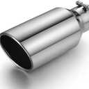 Exhaust Tip 3" Inlet 5" Outlet 12" Long, High Performance Stainless Steel, Rustproof Polished Finish, Rolled Angle Cut, Bolt-On Diesel Tail Pipe, Universal for Car Truck